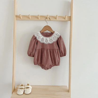 Robe d'automne à manches longues et col en dentelle pour bébé fille, tenue princesse pour nouveau-né