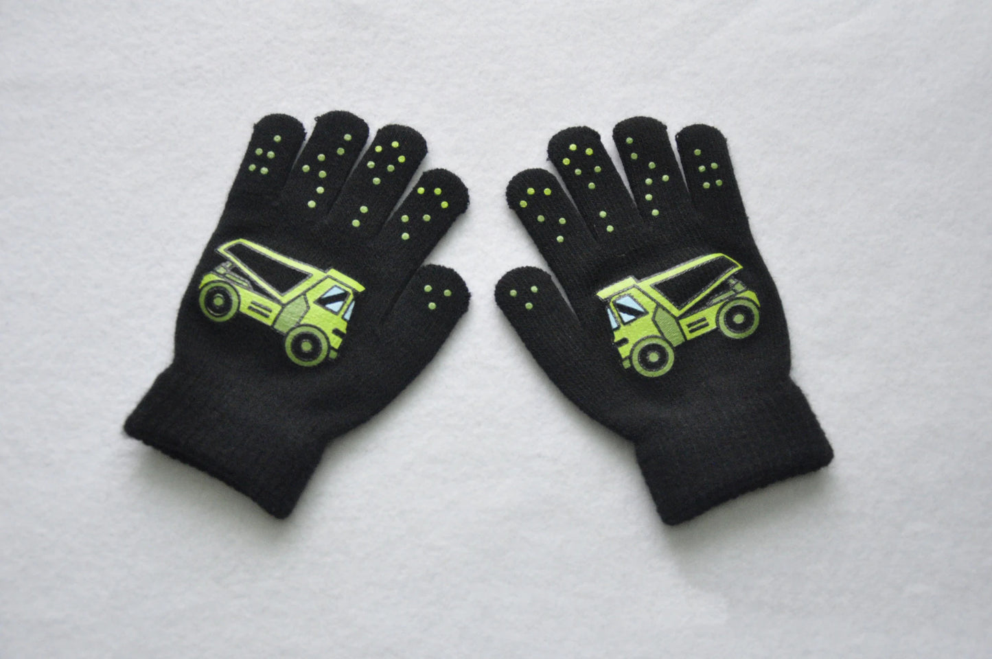 5-11Y Children Cartoon Vehicle Plush Warm Gloves For Boys Girls Student Winter Knitted Mittens Outdoor Cycling Skiing Gloves New