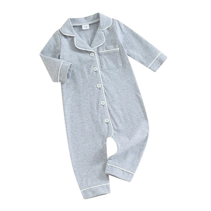 Barboteuse pour bébé garçon et fille, pyjama patchwork, col rabattu, boutons, manches longues, combinaison pour nourrisson, vêtements de nuit printemps-automne