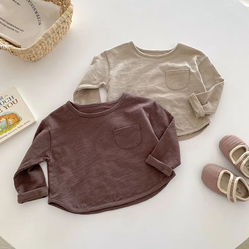 MILANCEL – Chemisier d'automne pour enfants, joli maillot de corps uni pour filles et garçons