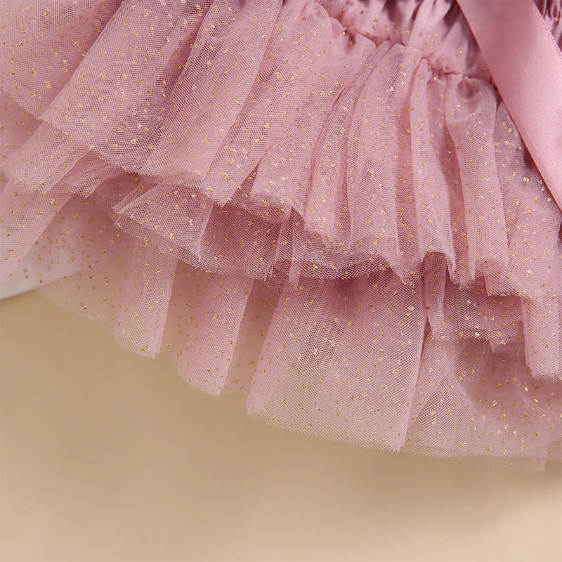 Pudcoco Tenue d'été pour bébé fille avec manches à volants et imprimé lettres, barboteuse en dentelle, jupe tutu et bandeau, vêtements pour nouveau-né