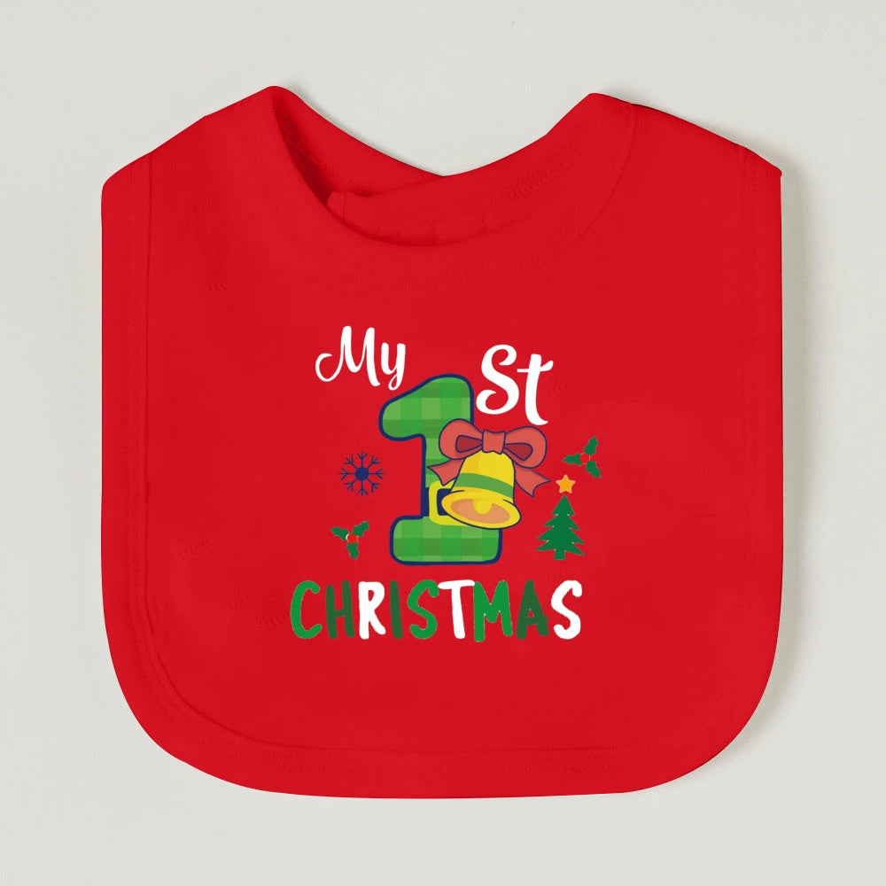 It's My First Christmas Baby Bib Christmas Vibes Bibs Newborn Red Cotton Saliva Towel Xmas Party Bib Holiday Infant Shower Gift