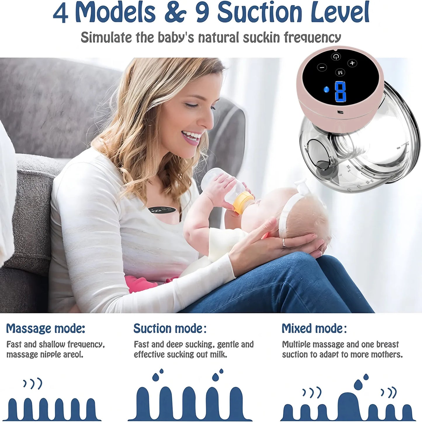 1 tire-lait portable mains libres électrique entièrement automatique intégré tire-lait portable allaitement indolore