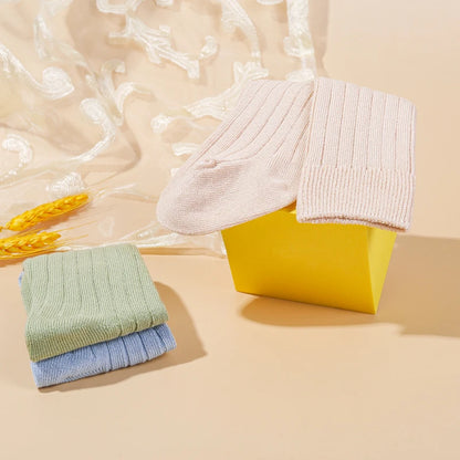 Chaussettes tendance en coton pour nouveau-né, couleur bonbon unie, longues, pour enfants, filles et garçons