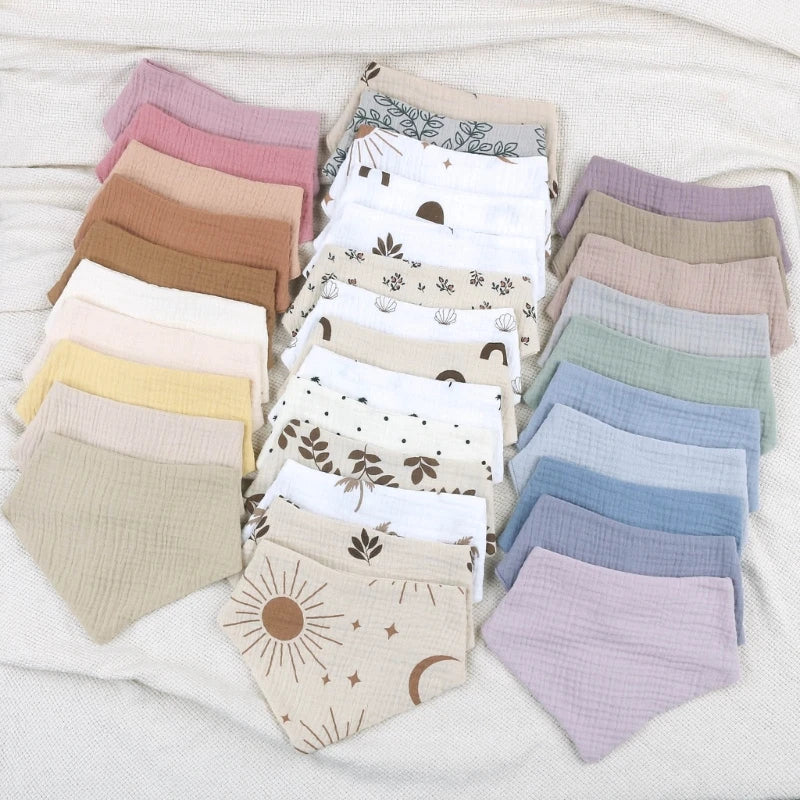 4Pcs/pack Infant Drooling Bib Print Burp Cloths for Baby Cotton Saliva Towel G99C