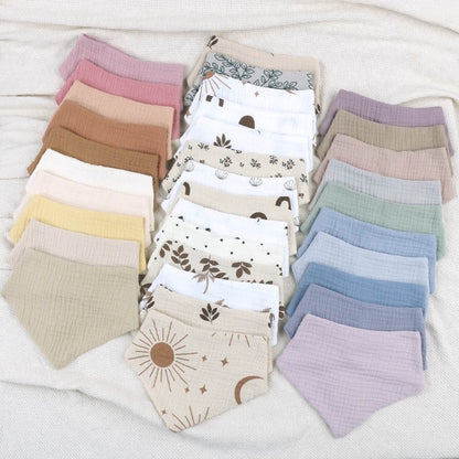 4Pcs/pack Infant Drooling Bib Print Burp Cloths for Baby Cotton Saliva Towel G99C