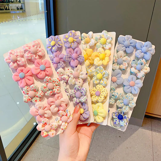 10Pcs/Set New Baby Girl Cute Colors Flower Hair Bands Ponytail Holder Chilren Soft Scrunchies Rubber Kid Hair Accessories