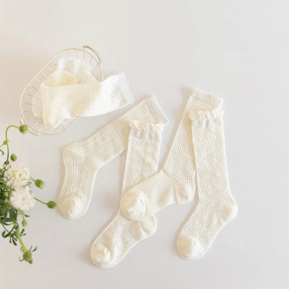 Lot de 3 paires de bas princesse blancs à volants en dentelle pour fille, chaussettes d'été en maille fine et respirante pour enfants de 3 à 12 ans