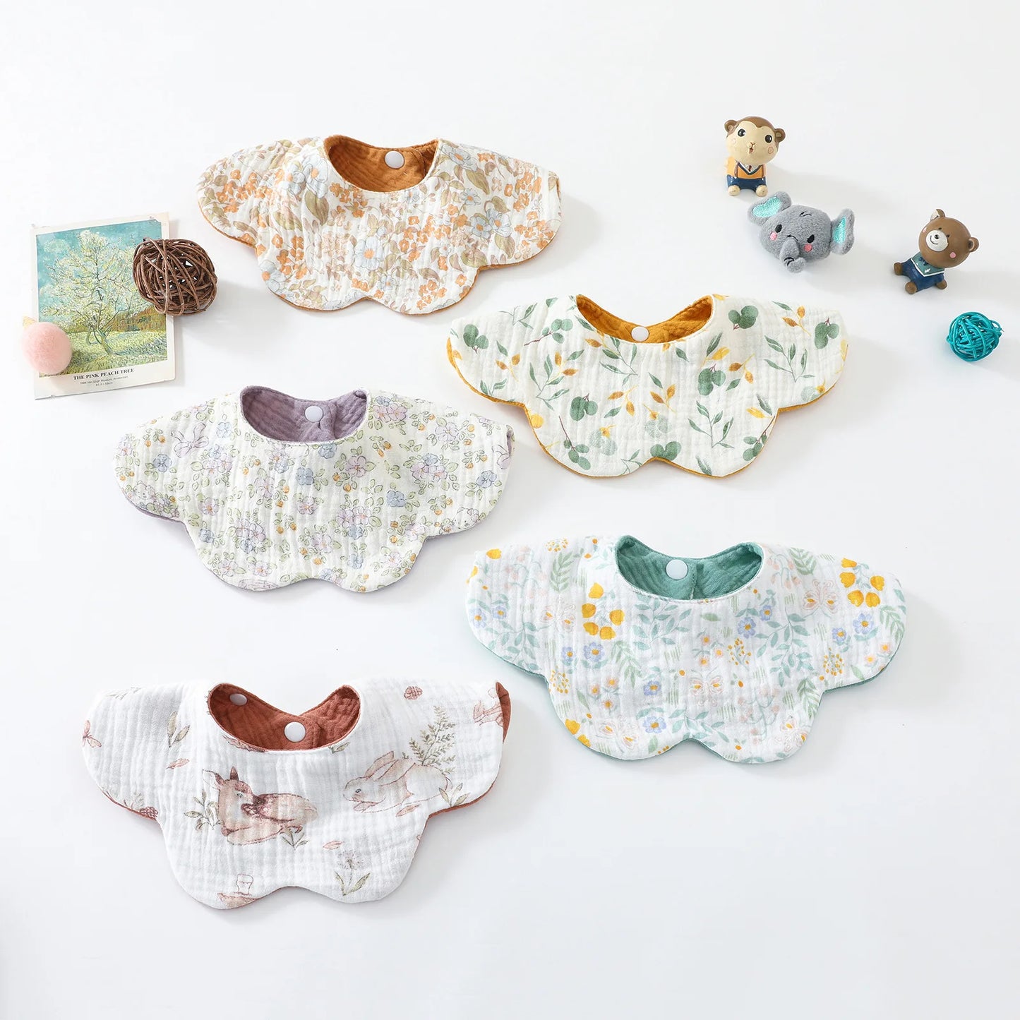 New 6 Layers Cotton Two-sided Usable Baby Feeding Drool Bib Cute Infants Saliva Towel Burp Cloth For Newborn Toddler Kids Bibs
