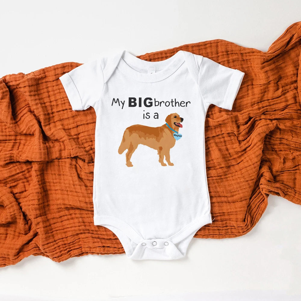 Combinaison imprimée humoristique « Mon grand frère est un teckel » pour nouveau-né, barboteuse pour bébé, jolie chemise pour chien, cadeau de fête prénatale pour garçons ou filles
