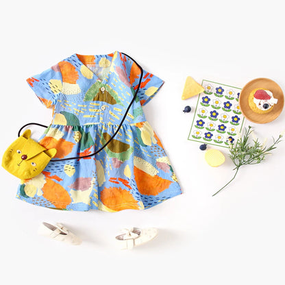 Robe d'été à manches courtes en coton pour petites filles, tenue de vacances, Sanlutoz Notely