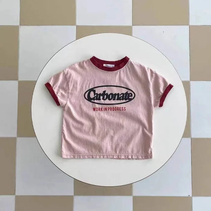 T-shirt à manches courtes pour bébé, imprimé lettres, décontracté, ample, pour enfant, garçon et fille, été, 2024