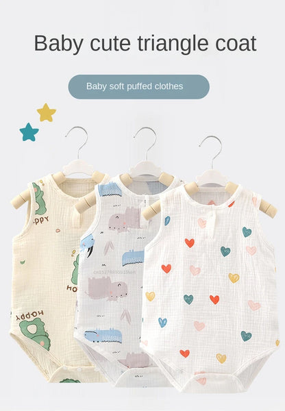 Pyjama d'été pour bébé, combinaison mignonne avec ours et lapin, motif dessin animé, pour garçons et filles, vêtements de nuit fins pour nouveau-nés