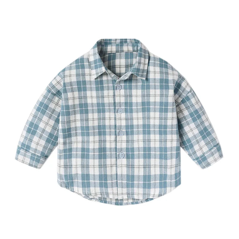 T-shirts printemps-automne pour bébés garçons, en coton à carreaux, manches longues, col rabattu, vêtements d'extérieur pour nouveau-nés