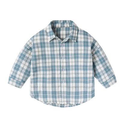 T-shirts printemps-automne pour bébés garçons, en coton à carreaux, manches longues, col rabattu, vêtements d'extérieur pour nouveau-nés