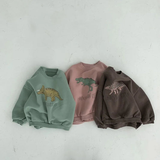 Sweat-shirt à capuche en velours polaire chaud à manches longues pour bébé fille et garçon, imprimé dinosaure, collection hiver