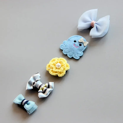 5Pcs/Set Baby Hair Clips Cute Girl Bows Crown Hair Clips Kids Child Baby Hairpins Barrettes Haarspeldjes Baby Hair Accessories