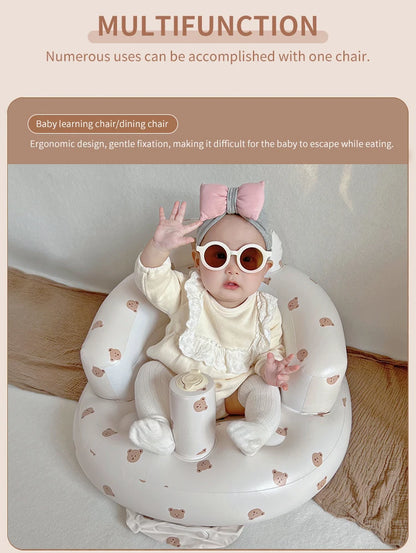 Infant Shining Baby Inflatable Sofa Children Puff Portable Bath Chairs PVC Multifunctional Seat Practice Sitting Bath Stool