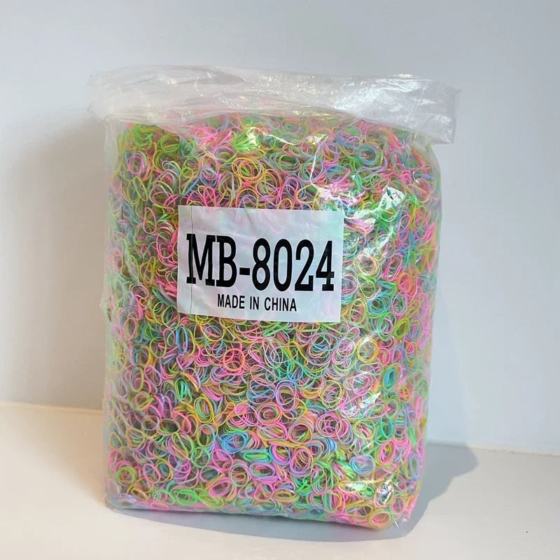 1000/2000Pcs/bag Girls Colourful Disposable Rubber Band Hair Ties Headband Children Ponytail Holder Bands Kids Hair Accessories