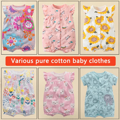 Body d'été pour nouveau-né, barboteuse pour garçons et filles, vêtements 100 % coton pur, body doux à manches courtes pour tout-petits
