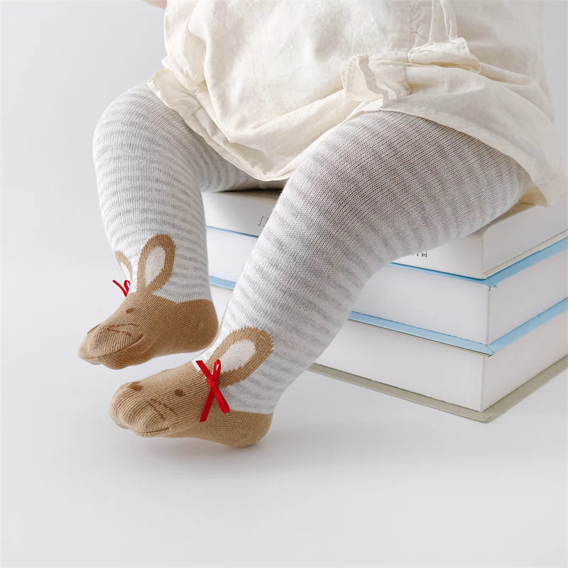 Lot de 4 paires de collants tricotés moulants pour bébé fille, en coton imprimé, pour nouveau-né, décontractés, de 0 à 12 mois