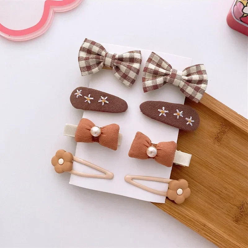 8Pcs/Set Bows Floral Baby Hair Clips Hair Accessories Girls Kids Star Flower Hairpin Headdress Toddler Headwear Birthday Gifts