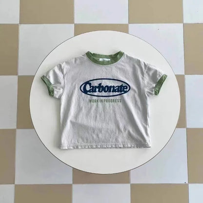 T-shirt à manches courtes pour bébé, imprimé lettres, décontracté, ample, pour enfant, garçon et fille, été, 2024