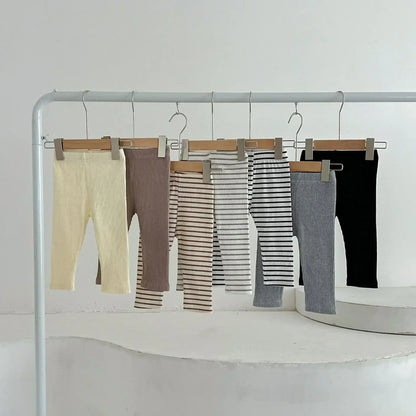 Leggings simples et solides pour bébé, pantalons skinny à rayures pour filles, pantalons slim en coton élastique pour nouveau-né, pantalons extensibles pour garçons