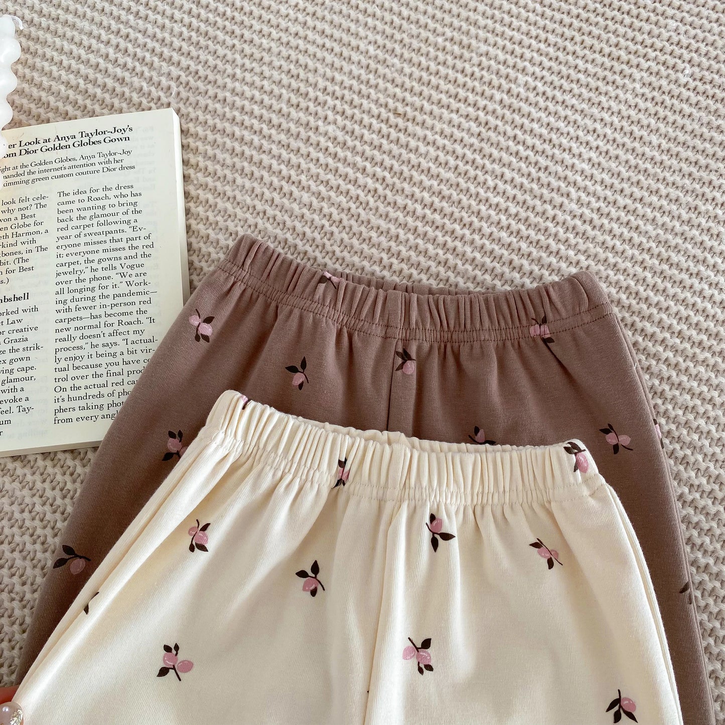 IG Fashion Vêtements pour nouveau-nés Pyjama pour bébé Garçon Fille Imprimé Cerise Manches Longues Chemise + Pantalon Vêtements de Nuit Ensemble Deux Pièces 0-2 ans