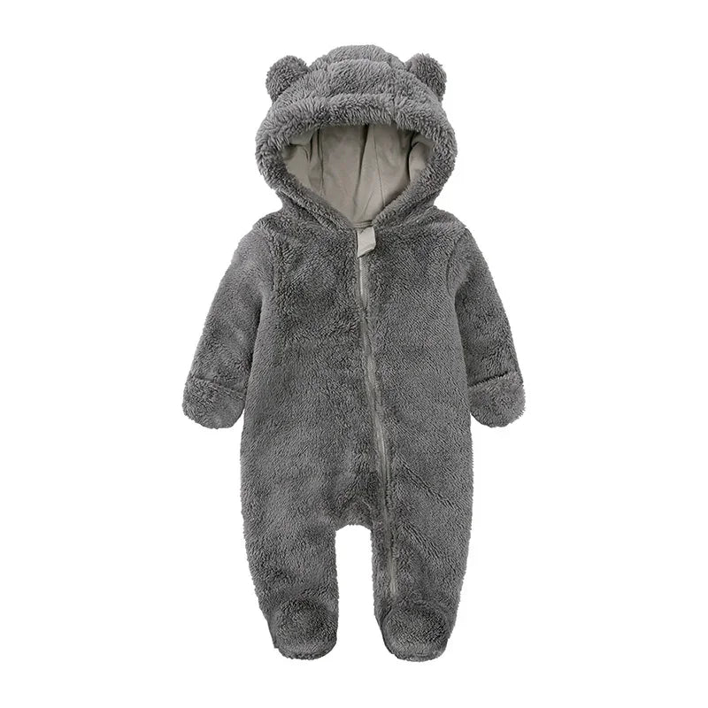 Barboteuse d'hiver épaisse en coton pour bébé, combinaison chaude à manches longues pour fille de 0 à 24 mois, pyjama à capuche en polaire pour nouveau-né garçon, 2025