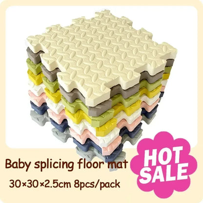 2.5CM Thick Solid Color Baby Game Mat Carpet with Puzzle Pieces for Children's Room, Play Areas, and Gym Baby Playmat  Baby Rug