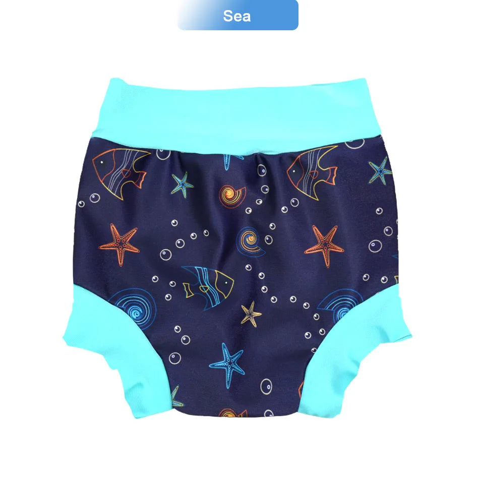 Eezkoala Newborn Baby Leakproof Swimming Diaper Baby Swimwear Boys Girls  Printed Cloth Diapers  High Waist Swimming Nappies