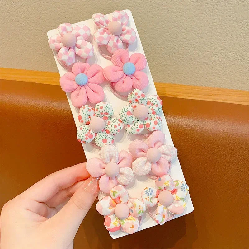 10Pcs/Set New Baby Girl Cute Colors Flower Hair Bands Ponytail Holder Chilren Soft Scrunchies Rubber Kid Hair Accessories