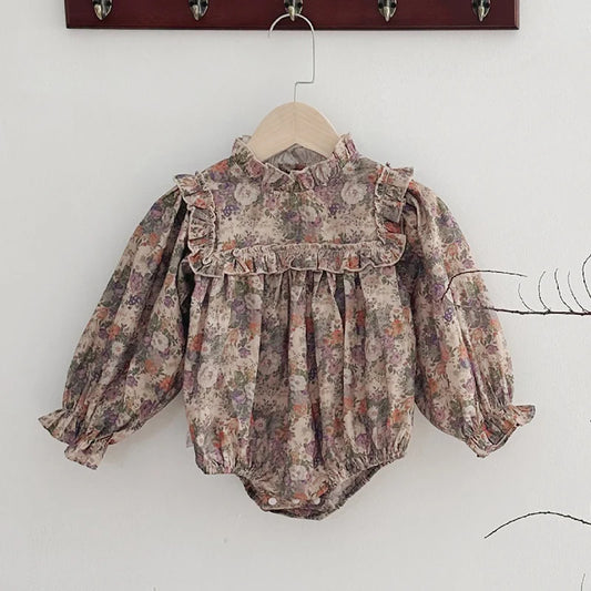 Barboteuse à manches longues pour bébé fille, nouvelle collection automne 2024, en coton imprimé, combinaison pour bébé fille de 0 à 24 mois