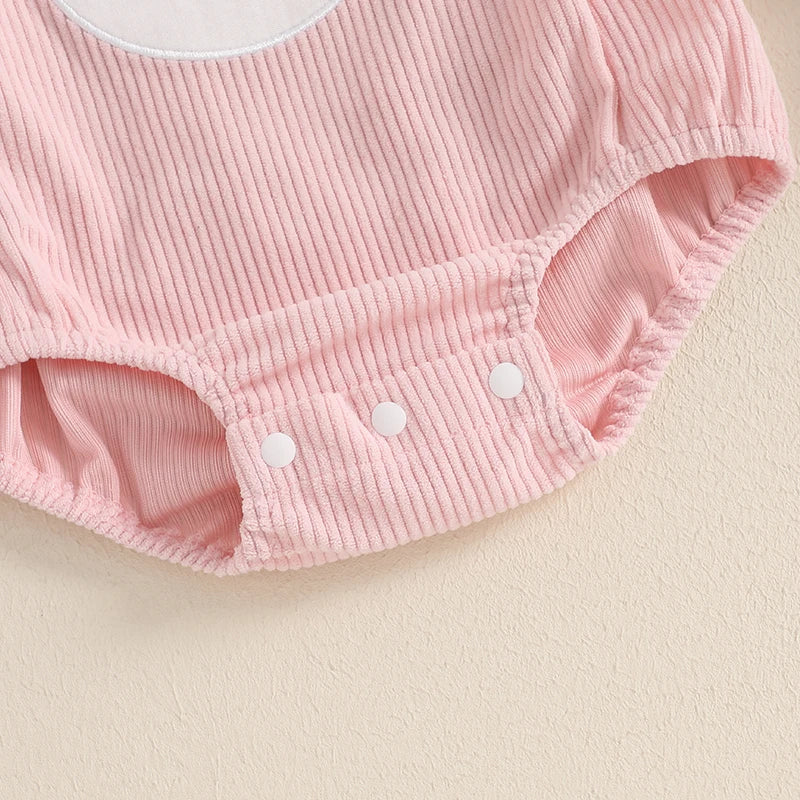 Barboteuse pour bébé fille, vêtements de Pâques, broderie lapin, manches volantées, body pour bébé, combinaisons avec bandeau