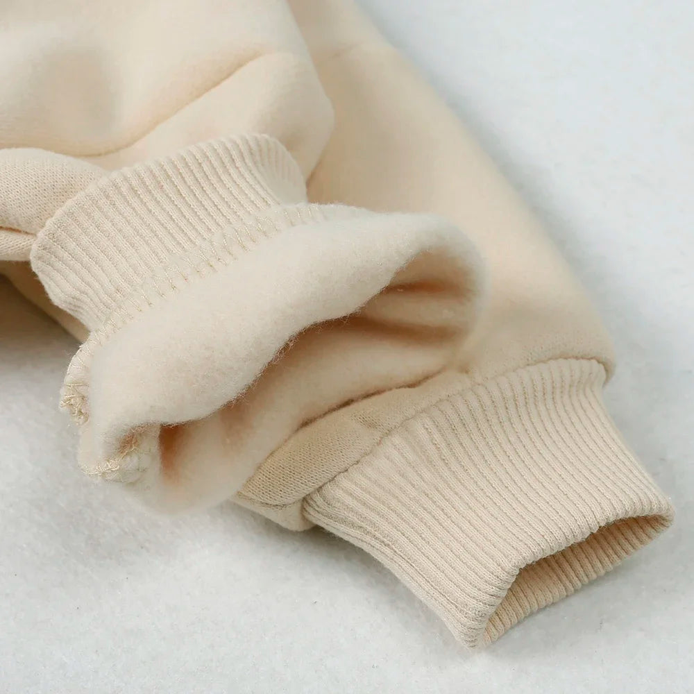 Ensemble de vêtements d'hiver pour bébé garçon et fille, sweat-shirt et pantalon en polaire épaisse brodée de fleurs, survêtement chaud pour enfant, tenue unisexe pour tout-petits, 2025