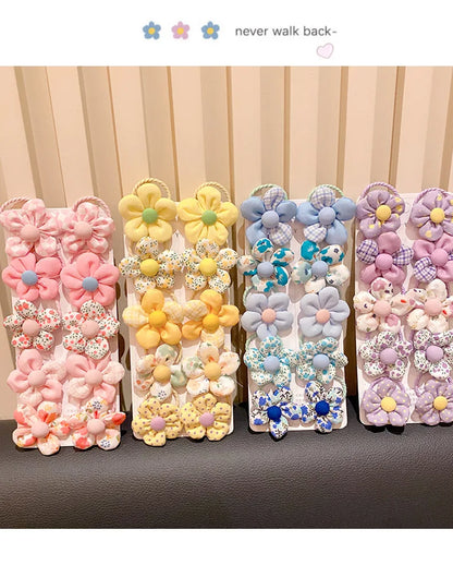 10Pcs/Set New Baby Girl Cute Colors Flower Hair Bands Ponytail Holder Chilren Soft Scrunchies Rubber Kid Hair Accessories