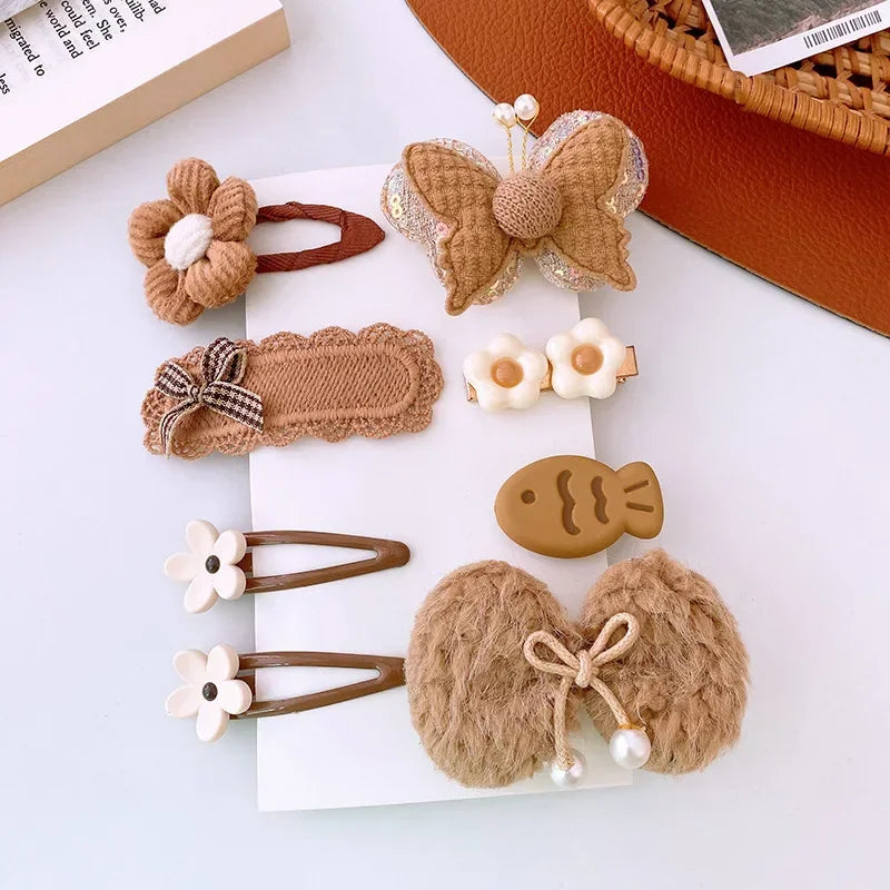 8Pcs/Set Bows Floral Baby Hair Clips Hair Accessories Girls Kids Star Flower Hairpin Headdress Toddler Headwear Birthday Gifts