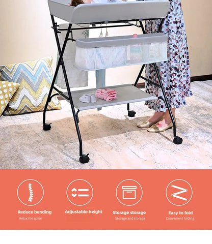 Multi-functional Baby Care Table, Newborn Baby Touch Table, Baby Diaper Changing Portable, Foldable Washable Bath Stand
