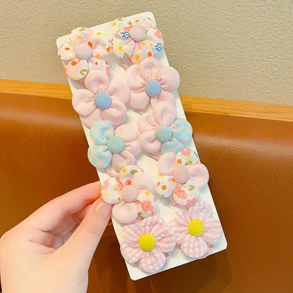 10Pcs/Set New Baby Girl Cute Colors Flower Hair Bands Ponytail Holder Chilren Soft Scrunchies Rubber Kid Hair Accessories