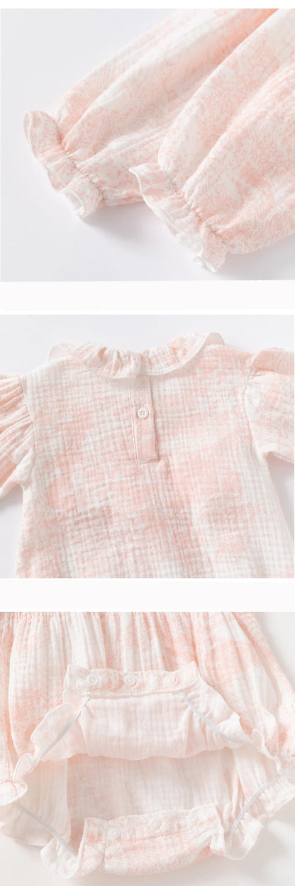 Barboteuse pour bébé fille, barboteuse à volants, col à volants, motif floral, vêtements de princesse pour nouveau-né