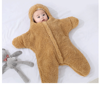 Combinaison à capuche pour nouveau-né, garçon et fille, motif dessin animé, vêtements à manches longues, tenue une pièce pour tout-petit
