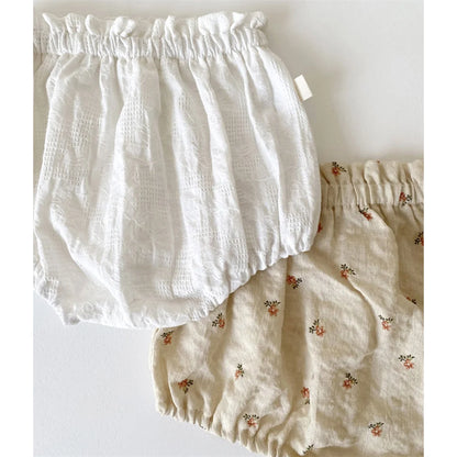 Été coréen bambin filles bloomers floraux coton lin shorts nouveau-né bébé garçons filles pantalons courts PP pantalons couvre-couches