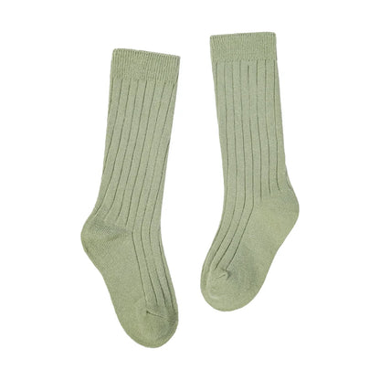 Chaussettes tendance en coton pour nouveau-né, couleur bonbon unie, longues, pour enfants, filles et garçons