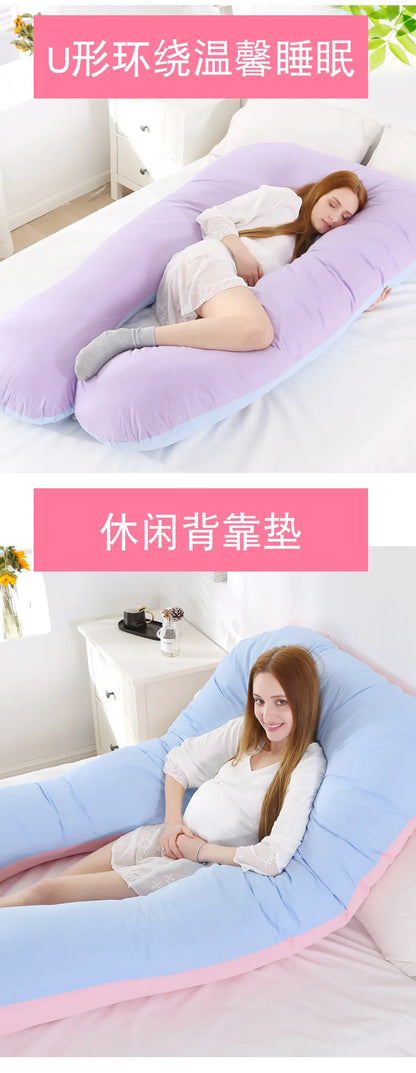 Coussin de grossesse en forme de U, coussin de soutien lombaire en pur coton, coussin de dossier pour femmes enceintes, oreiller multifonction pour tout le corps