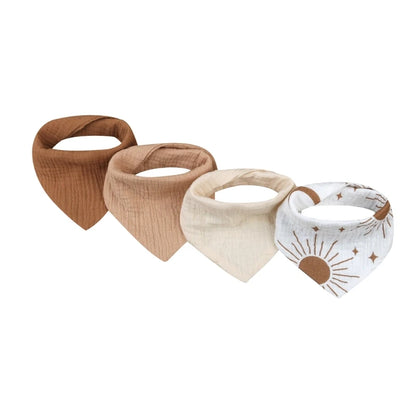 4Pcs/pack Infant Drooling Bib Print Burp Cloths for Baby Cotton Saliva Towel G99C