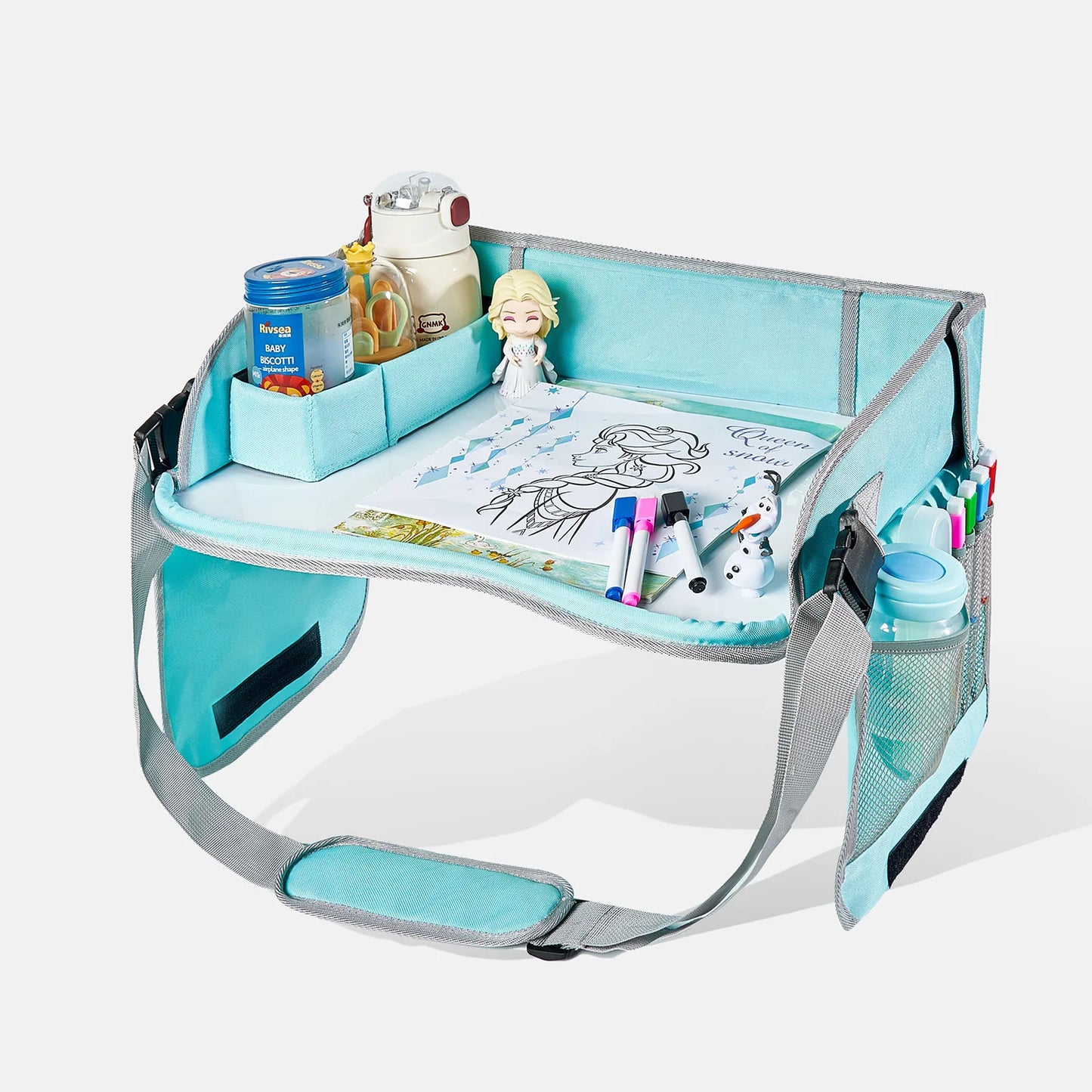 New Baby Kids Car Seat Travel Portable Drawing Board Waterproof Safety Seat Play Snack Draw Table Organizer Storeage Table