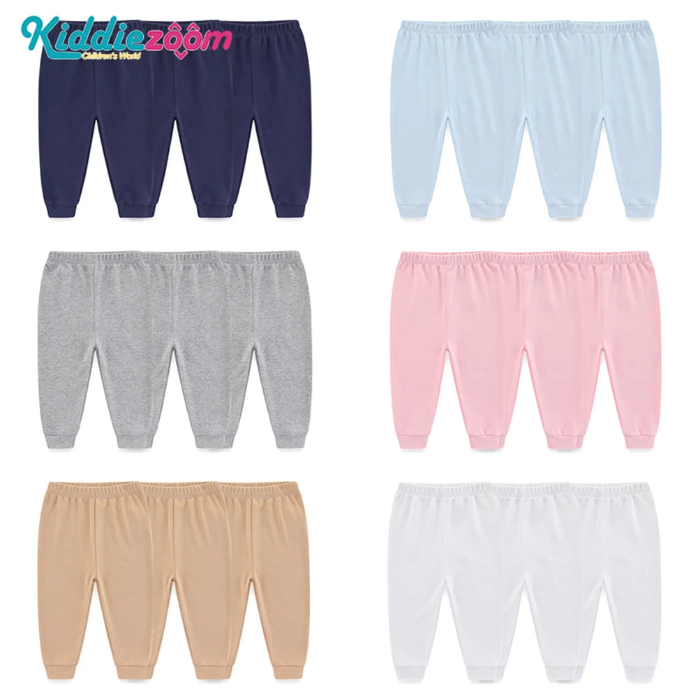 Ensemble 3 pièces pour bébé garçon et fille, pantalon 100 % coton, quatre saisons, pour nouveau-né de 0 à 24 mois, couleur unie