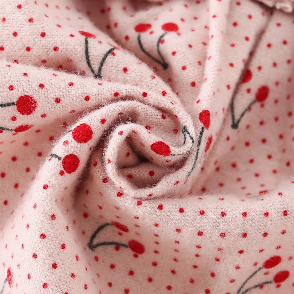 Jupe pour enfants de 0 à 3 ans, nouvelle collection printemps-automne, robe fraîche à motif de cerises, avec nœud décoratif et col haut