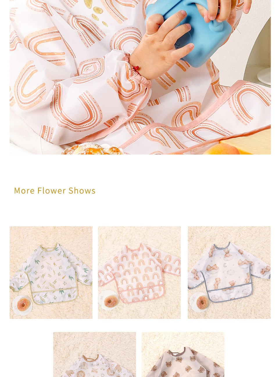 Kangobaby #My Soft Life#Waterproof Baby Long Sleeve Feeding Bib Fashion Full Body Cover